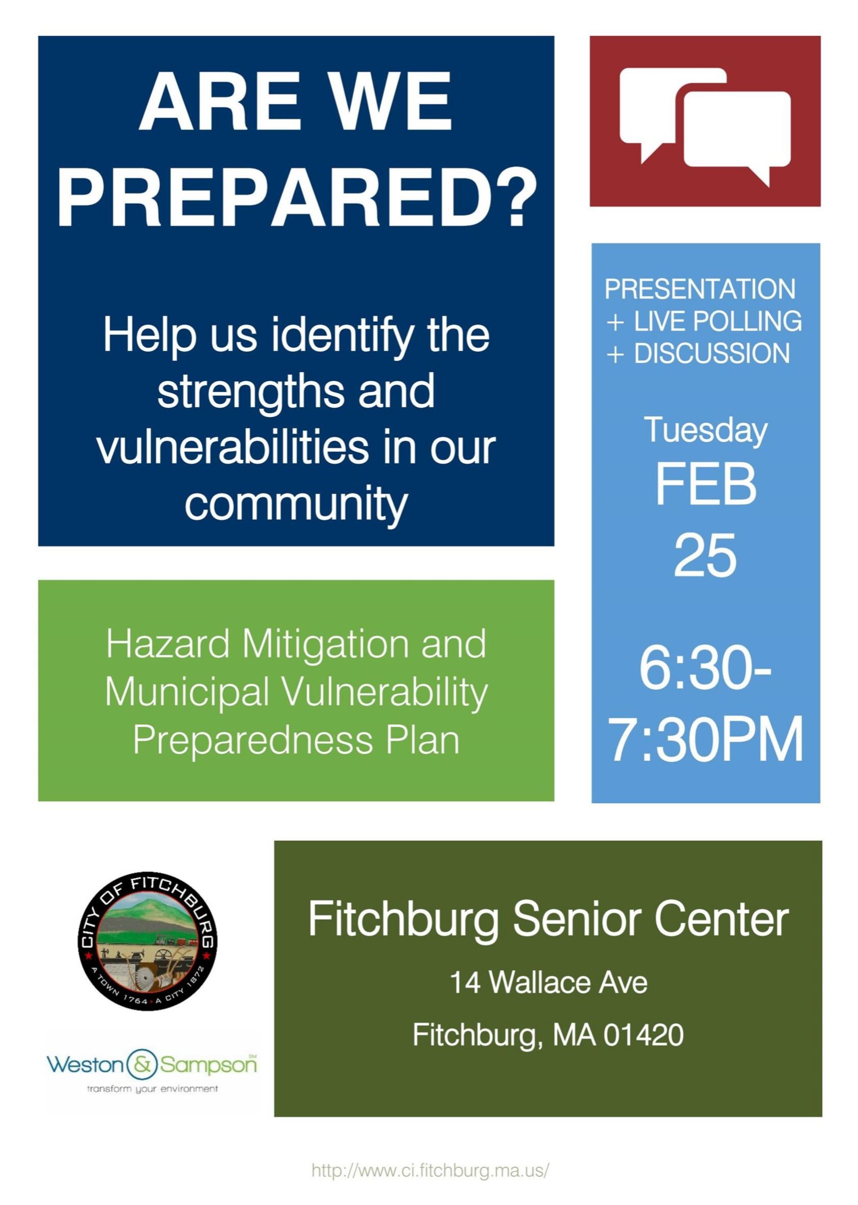 Hazard Mitigation and  Municipal Vulnerability  Preparedness Plan Listening Session Flyer